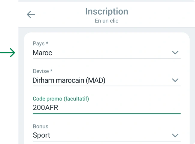 Inscription en un clic Betwinner Apk Maroc